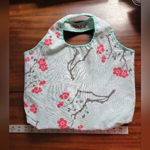 Spa Tote Bag, Cotton & Canvas, Wide Straps, Draw String Cherry Blossom Print